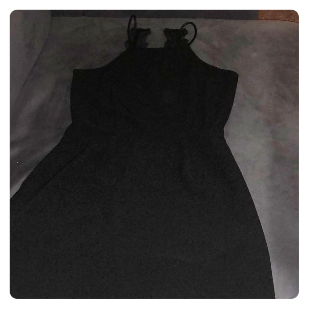 Black Skater Dress with strap detail